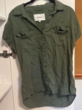 pistola Olive Green Button-Down Utility Shirt